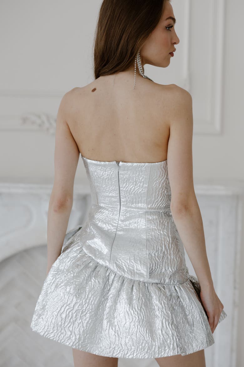 Nicky Mini Dress, Alternate, color, Metallic Silver