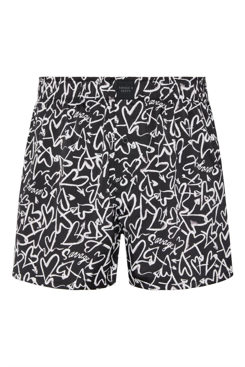Savage X Satin Boxers, Alternate, color, HAZY WHITE LOVERS TAG PRINT
