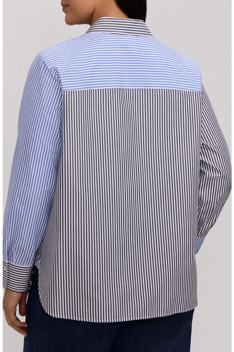 Meghan Colorblock Stripe Cotton Button-Up Shirt, Alternate, color, BLUE/ MULTI