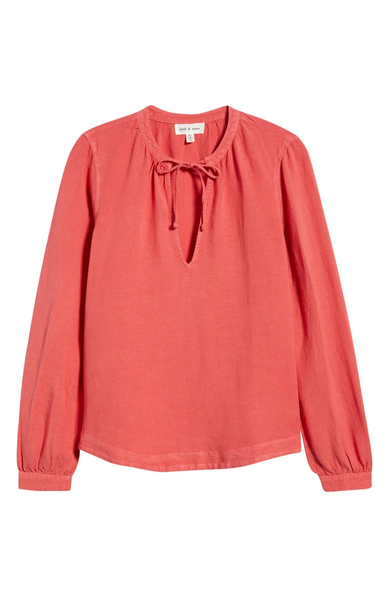 Cloth & Stone Shirred Linen Blend Top, Main, color, Rhubarb