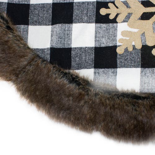 Northlight 48" Black And White Buffalo Plaid Christmas Tree Skirt With Burlap Snowflake In Black