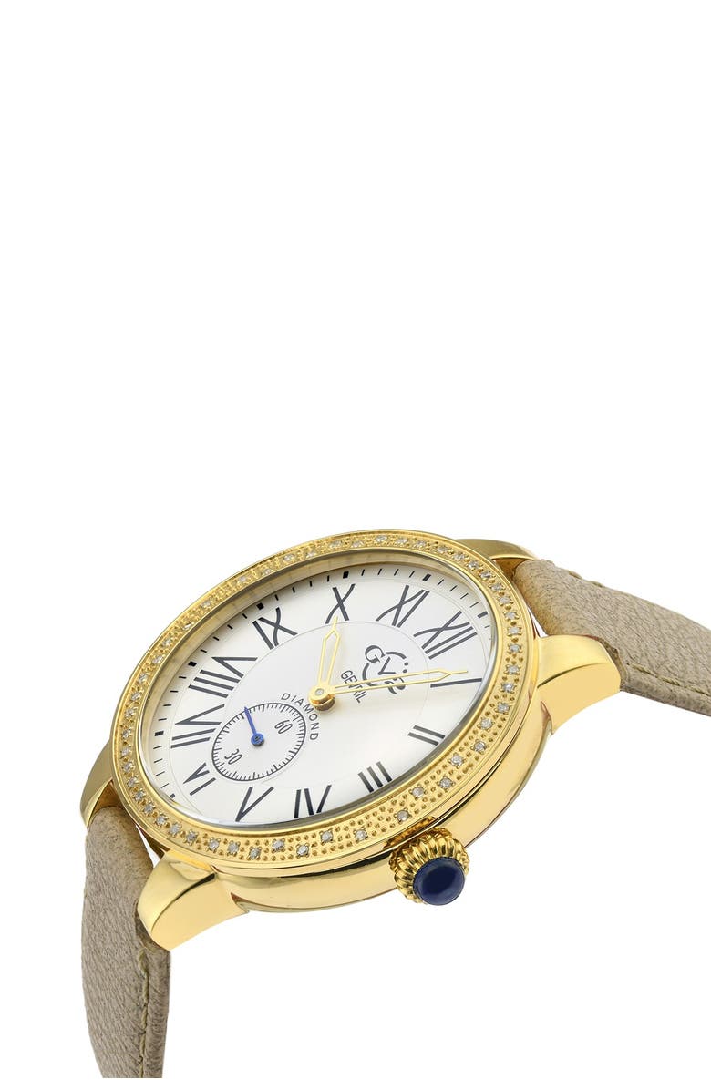 GEVRIL Women's GV2 Astor Diamond Bezel Khaki Vegan Strap Watch, 40mm - 0.27 ctw, Alternate, color,