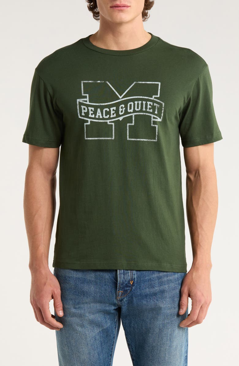 Museum of Peace & Quiet Banner Logo Cotton T-Shirt, Main, color, Forest
