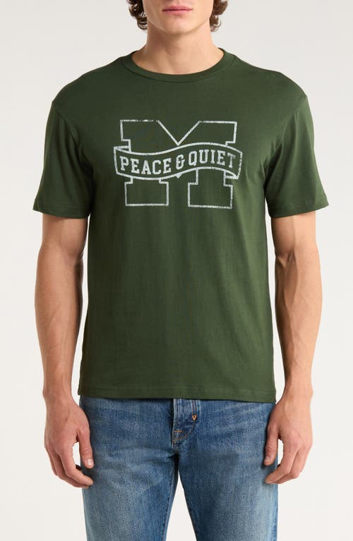 Museum of Peace & Quiet Banner Logo Cotton T-Shirt in Forest  product