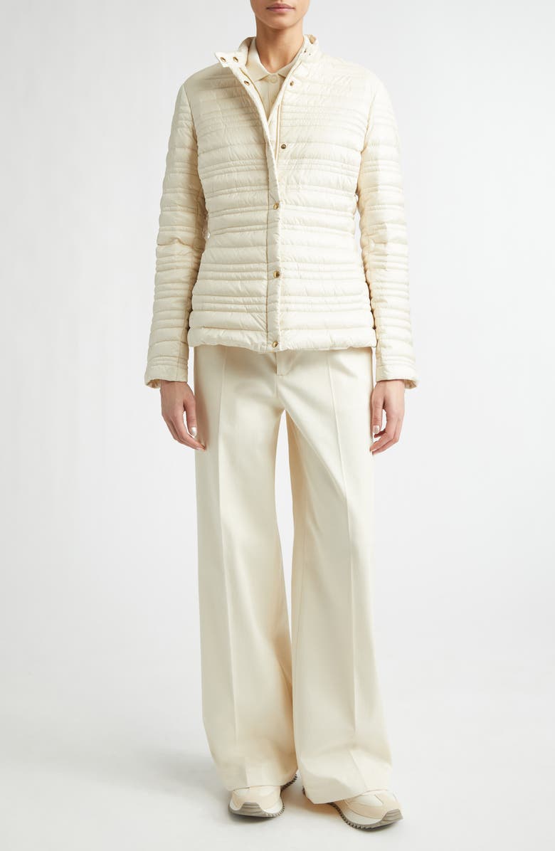 Moncler Cataire Stripe Quilted Down Puffer Jacket, Alternate, color, Neutral