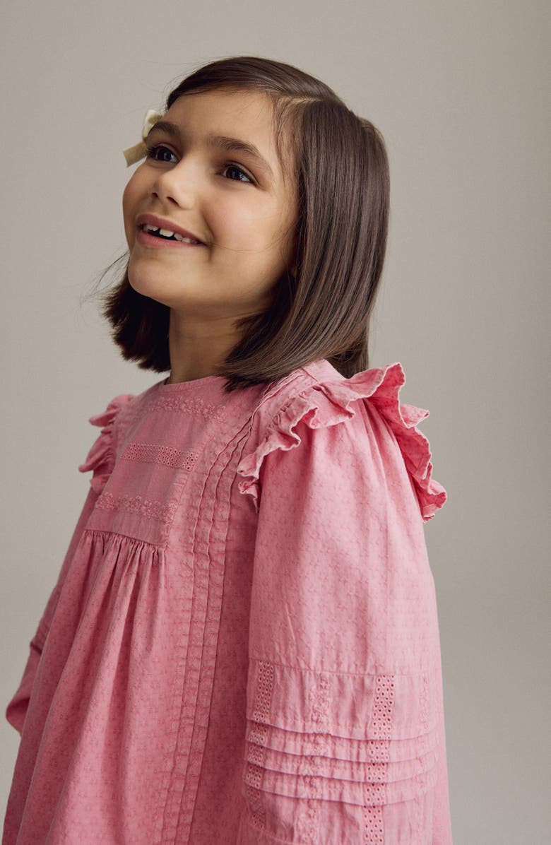 NEXT Kids' Embroidered Cotton Ruffle Shoulder Top, Alternate, color, 