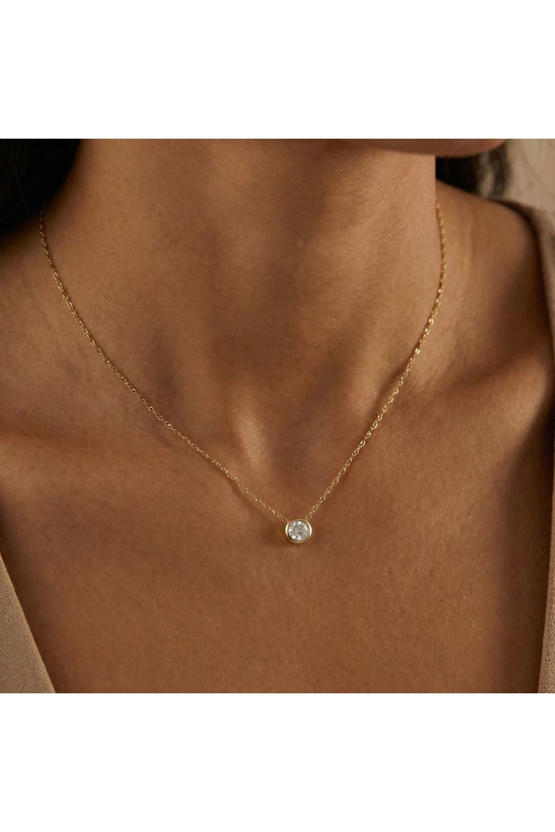 .90Ct Diamond Bezel Pendant Solitaire Necklace 14k Gold Lab Grown, Alternate, color, 14k Yellow Gold