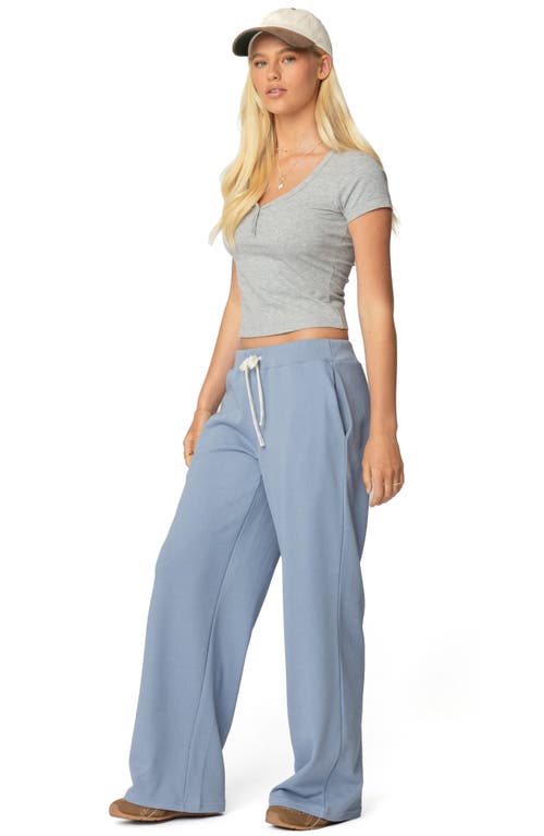 Edikted Straight Leg French Terry Sweatpants In Blue