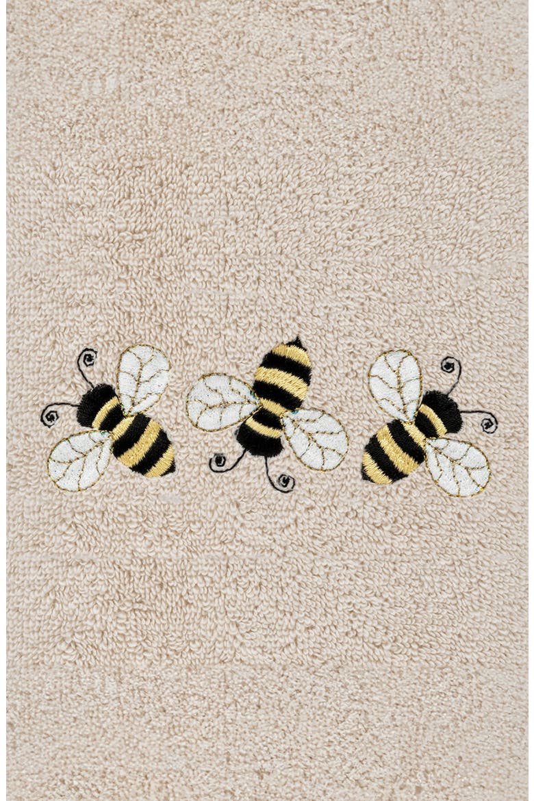Set of 2 Bee Dance Embroidered Turkish Cotton Hand Towels, Alternate, color, SAND