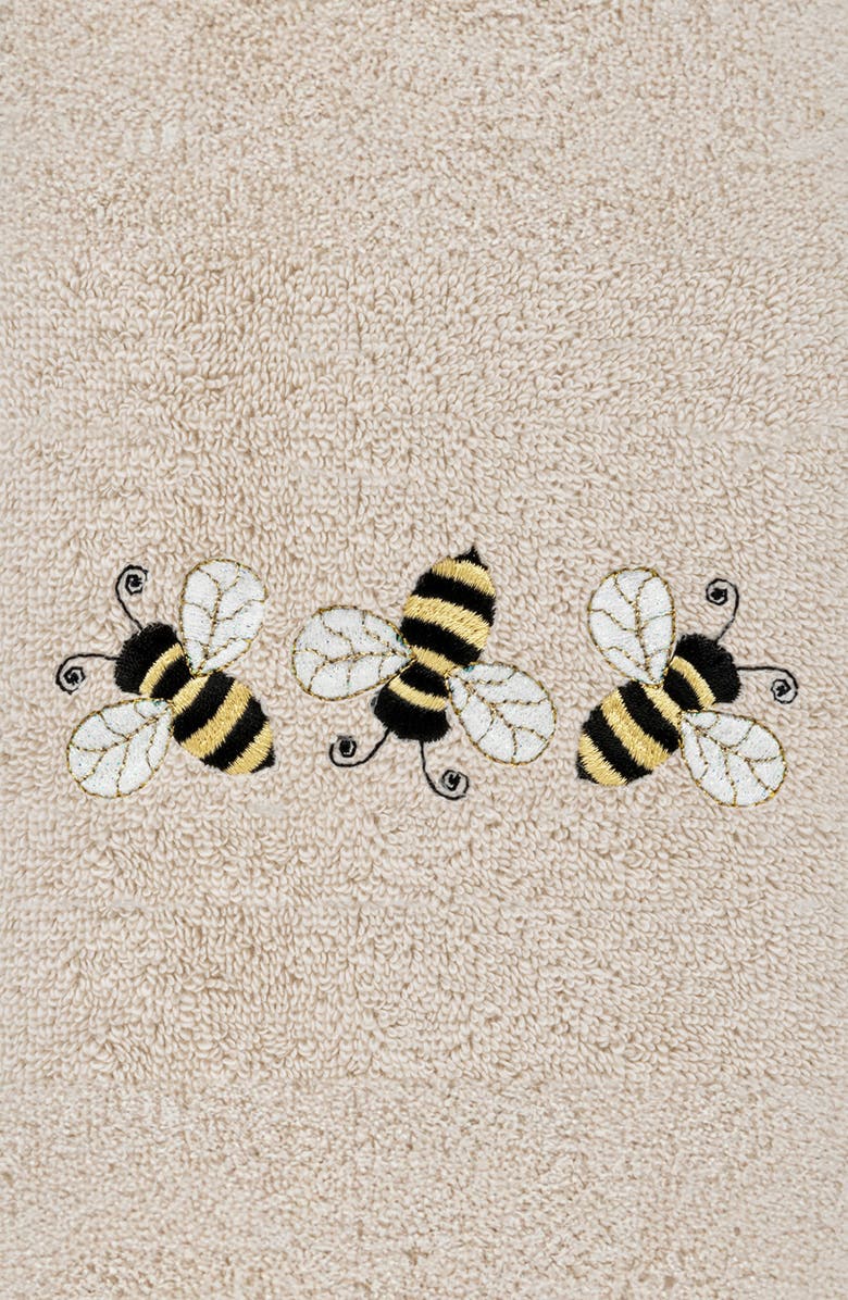 Linum Home Textiles Set of 2 Bee Dance Embroidered Turkish Cotton Hand Towels, Alternate, color, Sand