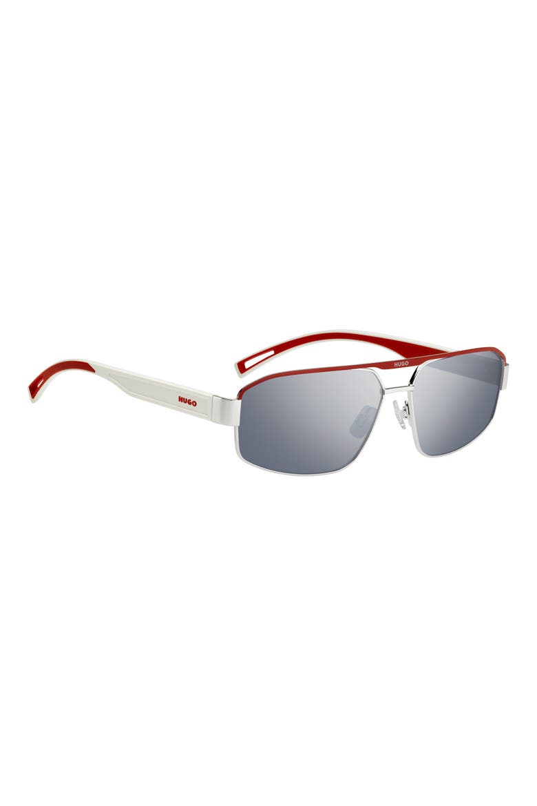 60mm Navigator Sunglasses, Alternate, color, PALLADIUM RED/ SILVER SP
