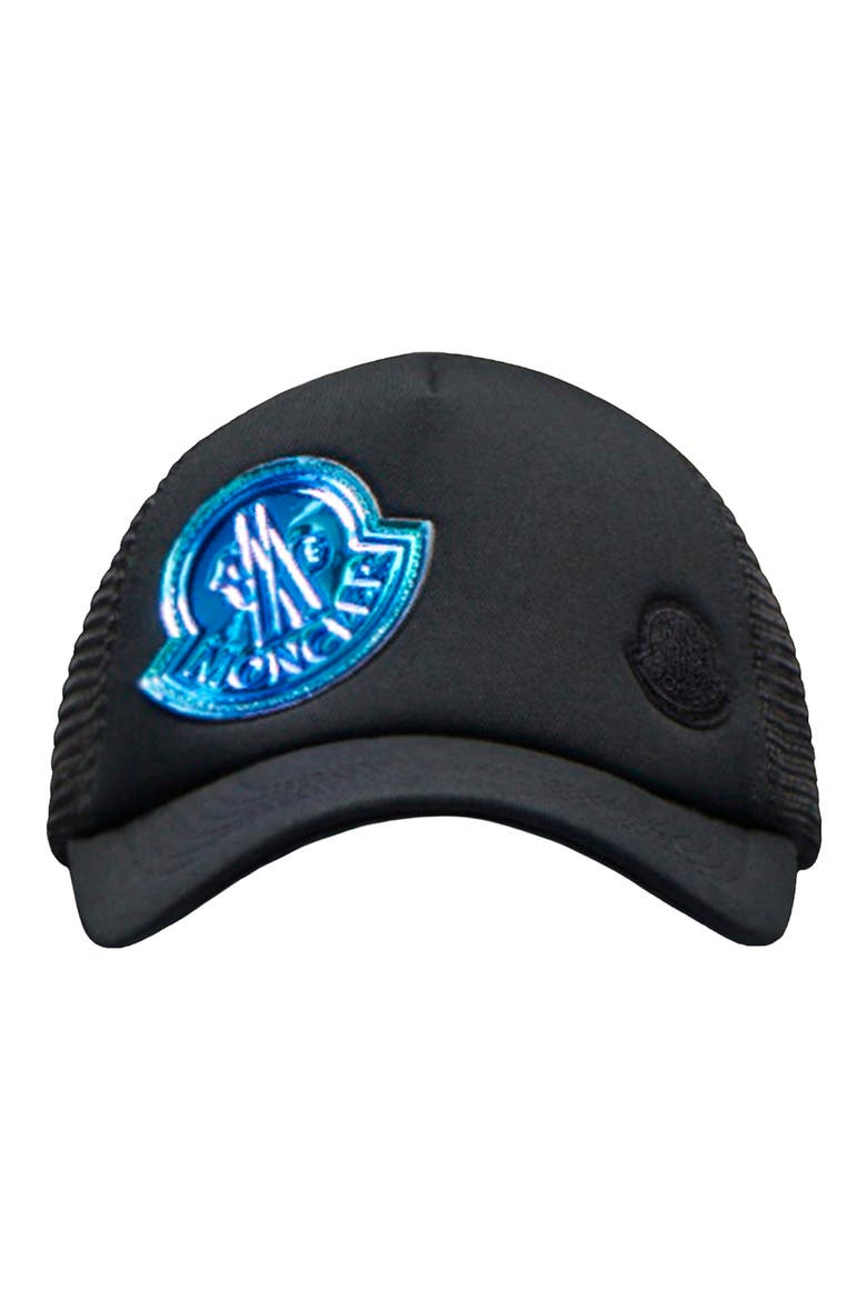 Double Logo Trucker Hat, Main, color, BLACK