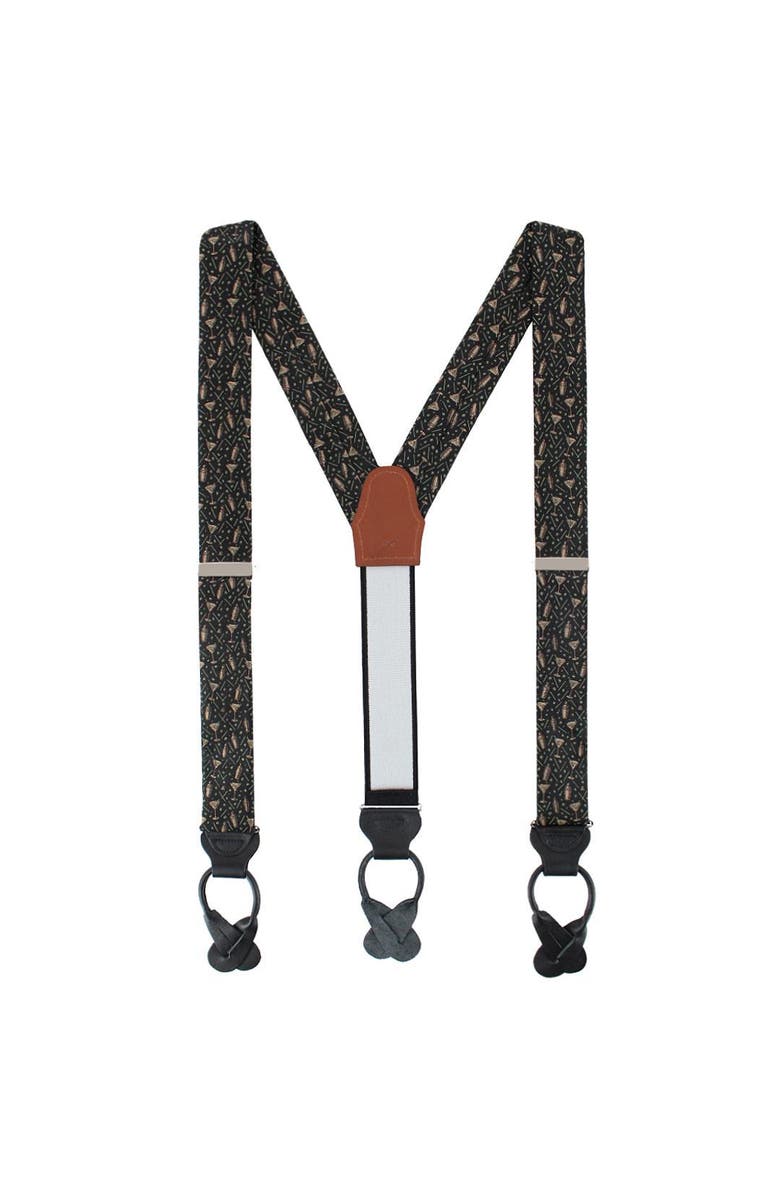 Trafalgar Happy Hour Martini Fun Novelty Silk Button End Suspenders, Alternate, color, 