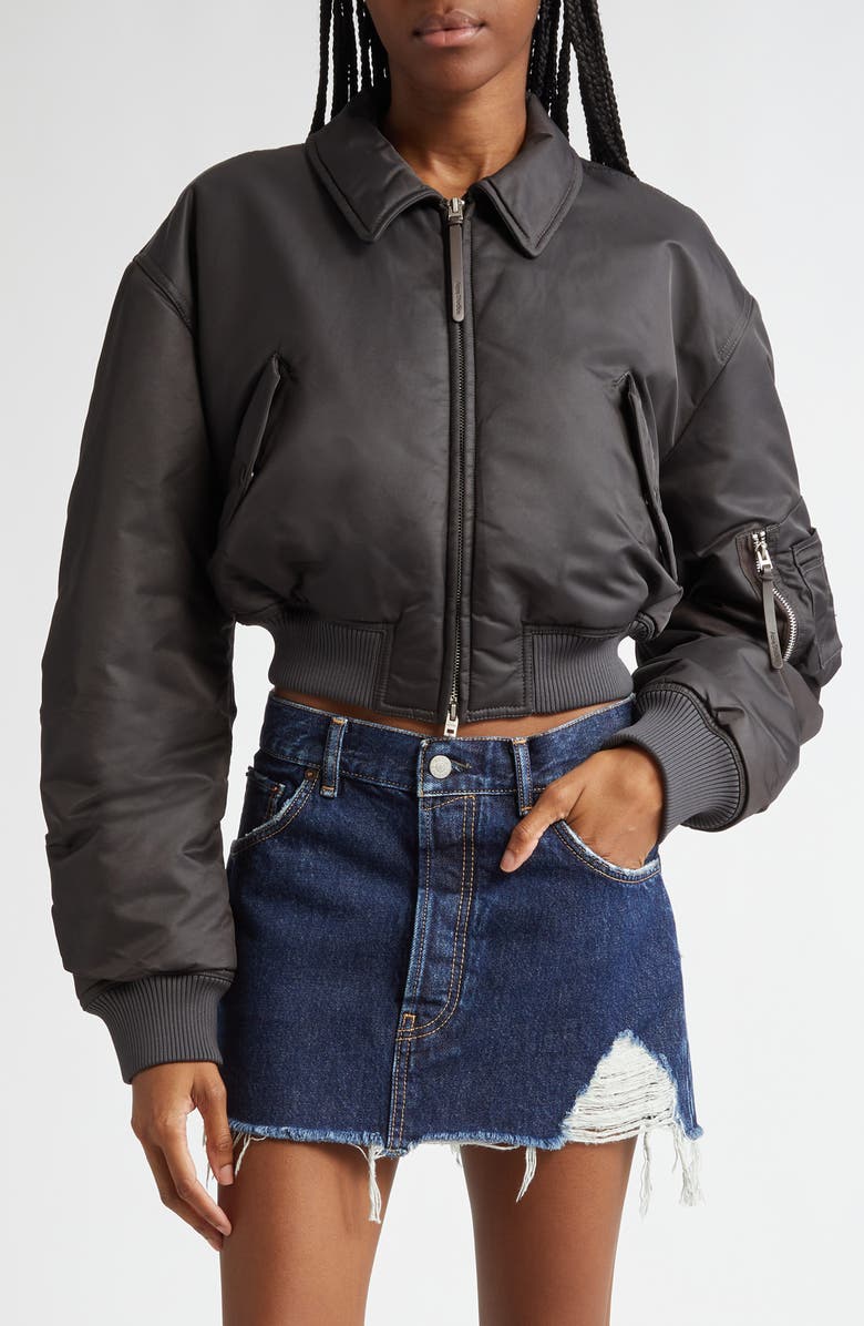 Acne Studios Shiny Bomber Jacket, Main, color, 