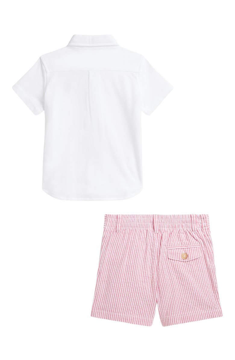 Ralph Lauren Short Sleeve Cotton Piqué Button-Down Shirt & Seersucker Shorts Set, Alternate, color, 