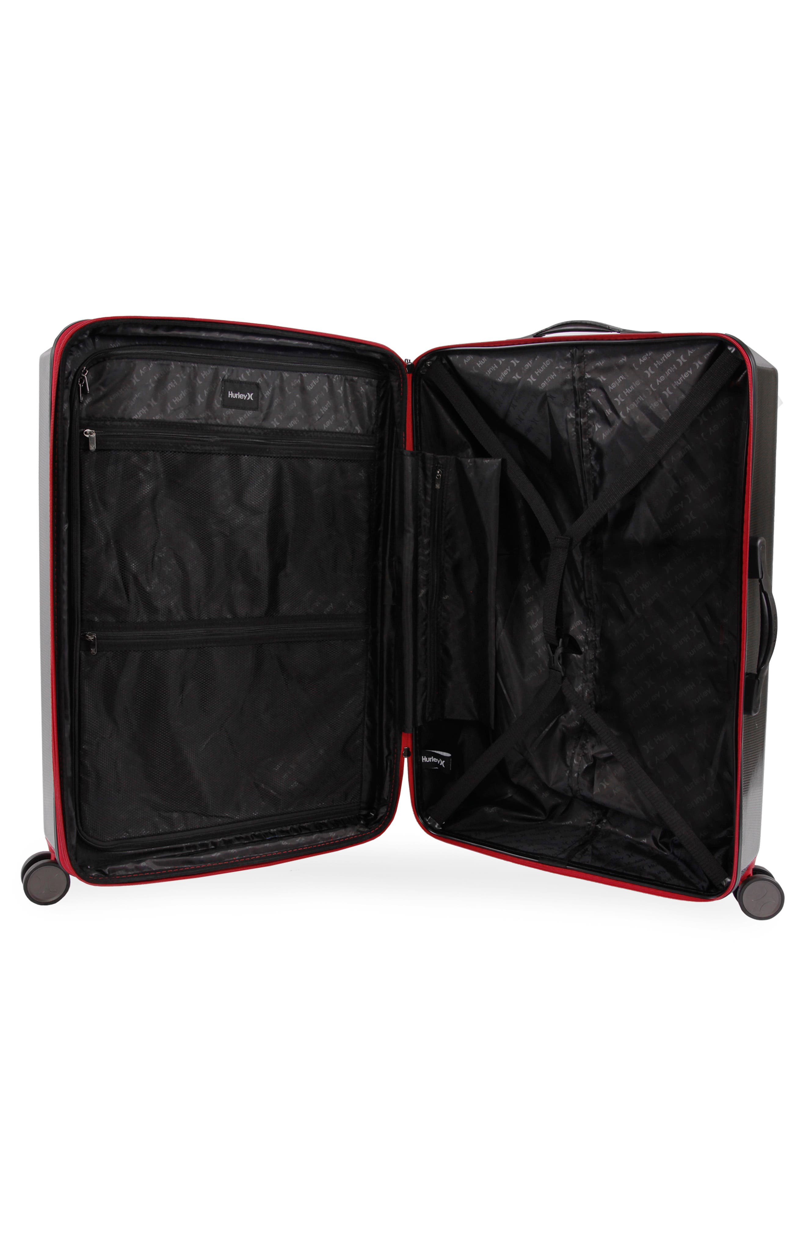 Hurley Swiper 29" Hardshell Spinner Suitcase, Alternate, color, Black/ Red