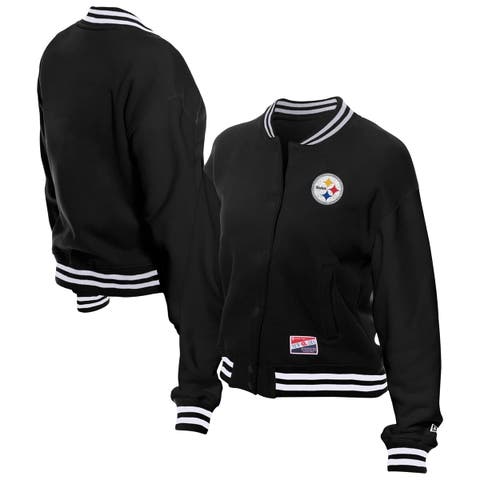 Women's New Era  Black Pittsburgh Steelers Throwback Fleece Full-Snap Jacket