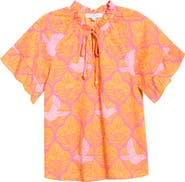 SUGARLIPS Jaidy Floral Erie Split Neck Cotton Top