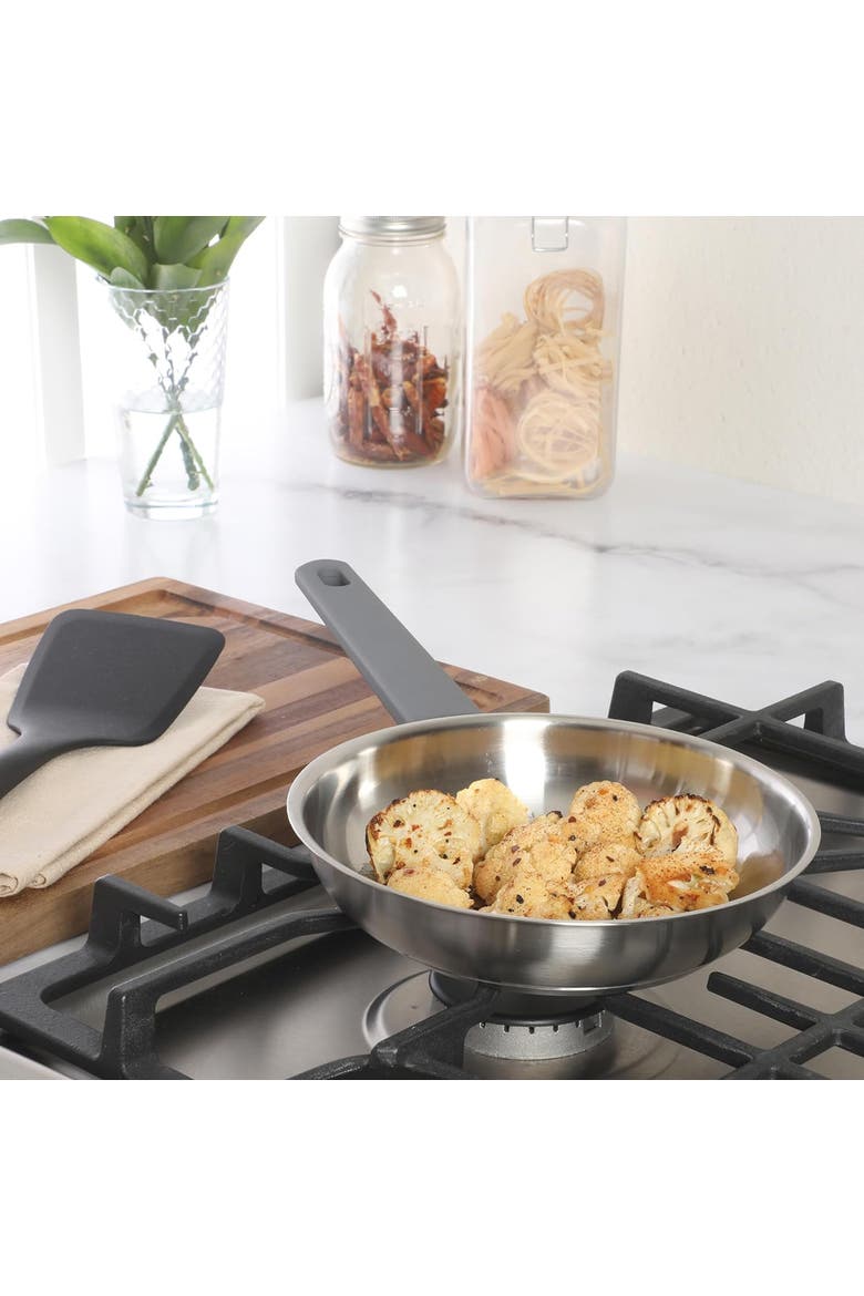 8 Inch Stainless Steel Frying Pan w/ Soft-Touch Handle, Alternate, color, Silver