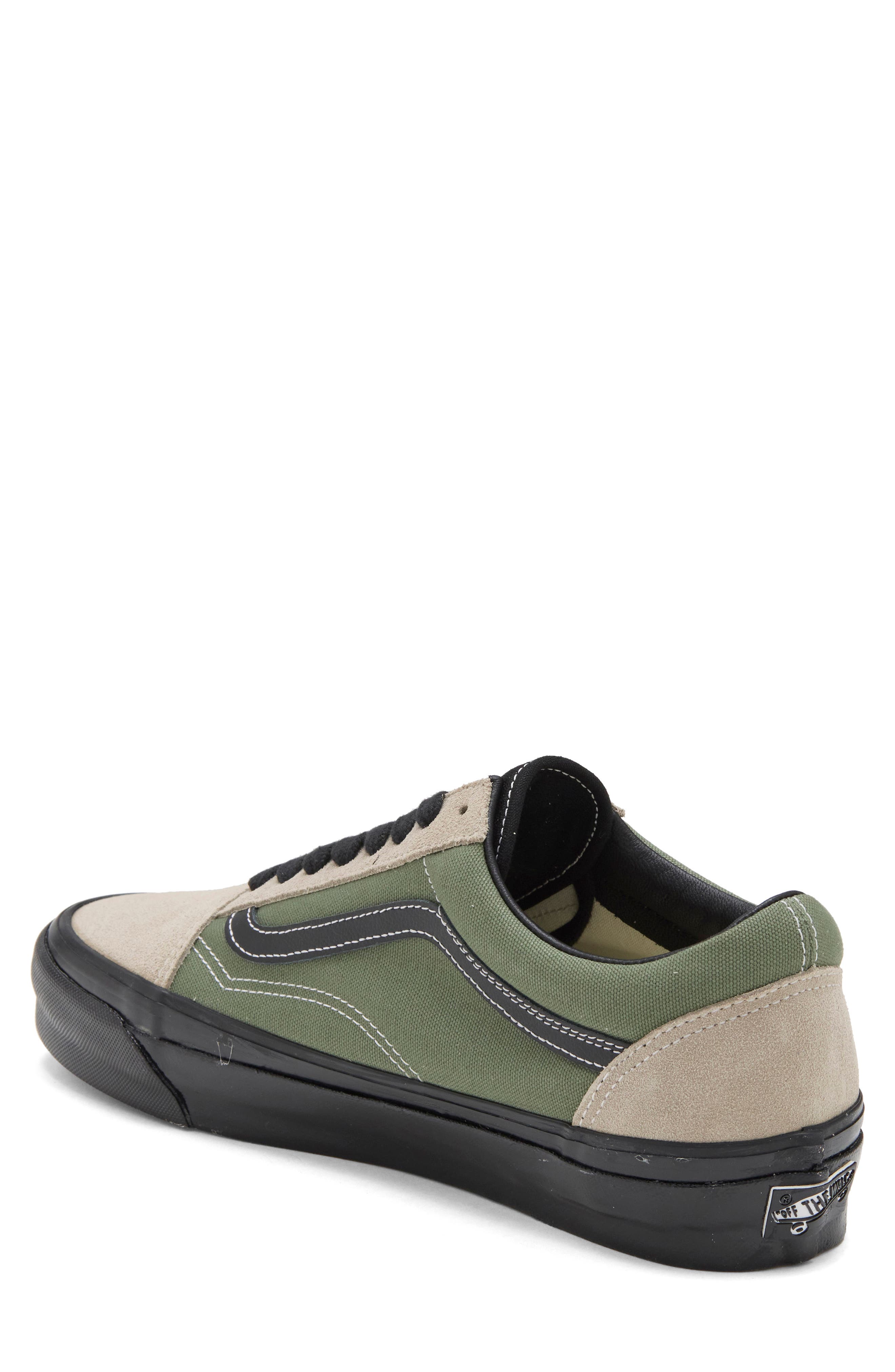 Old Skool LX Leather Sneaker, Alternate, color, ALUMINUM/ OLIVE