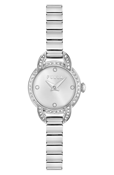 Rose Goldtone Crystal Bezel Bracelet Watch