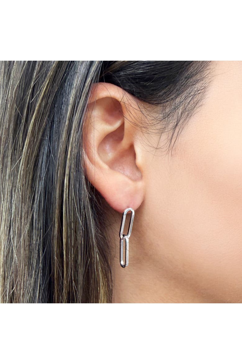 Double Paperclip Link Drop Earrings, Alternate, color, Sterling Silver