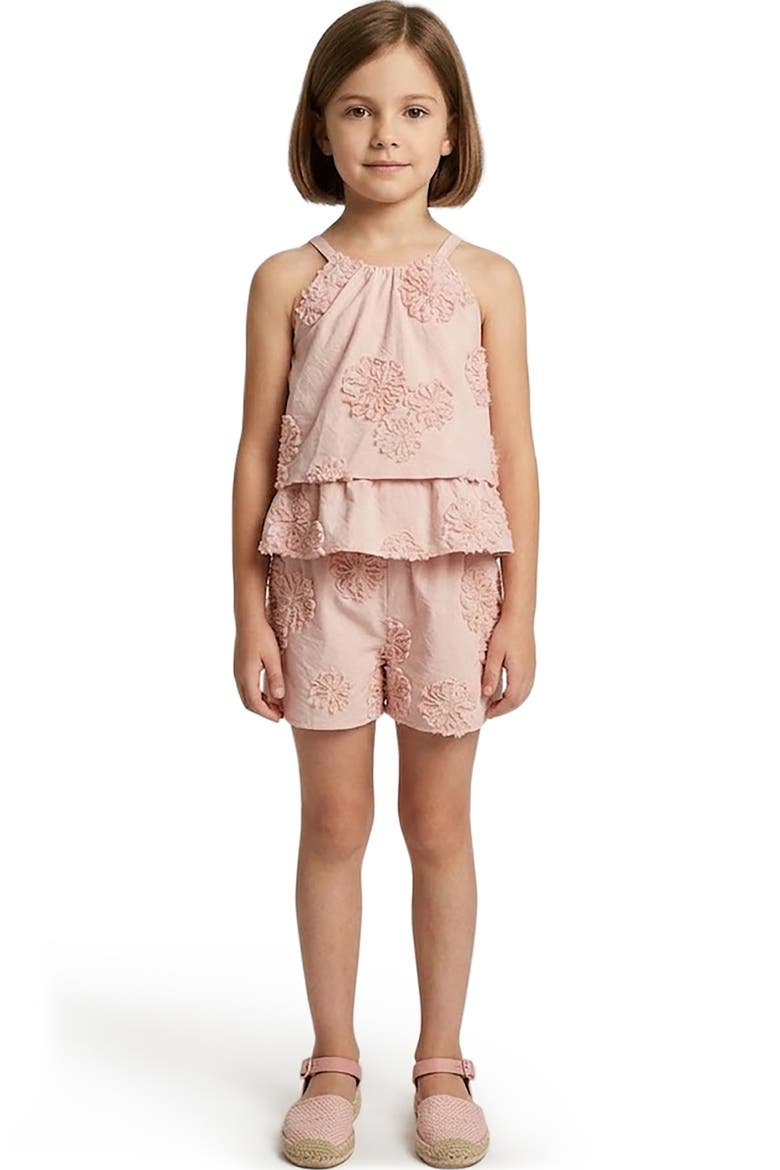 Kids' Ruffle Embroidered Peplum Cotton Top, Alternate, color, BLUSH