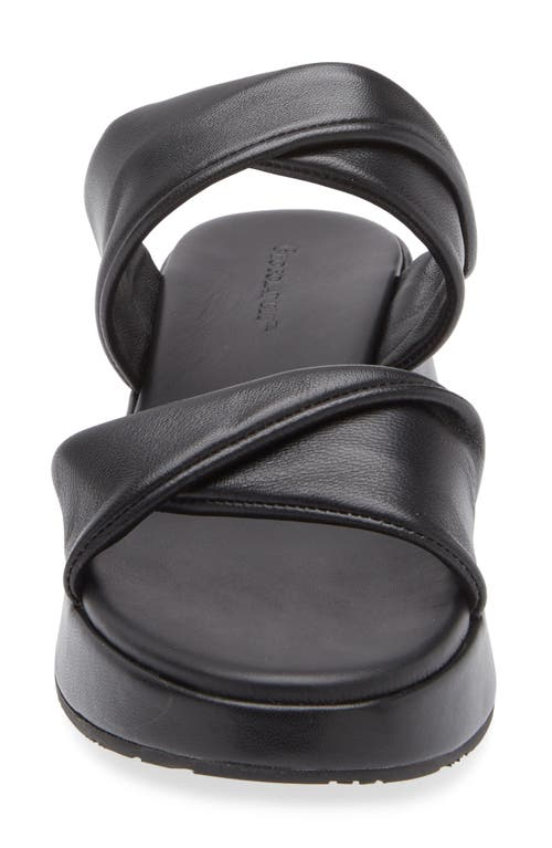Chocolat Blu Essa Platform Wedge Slide Sandal In Black Leather