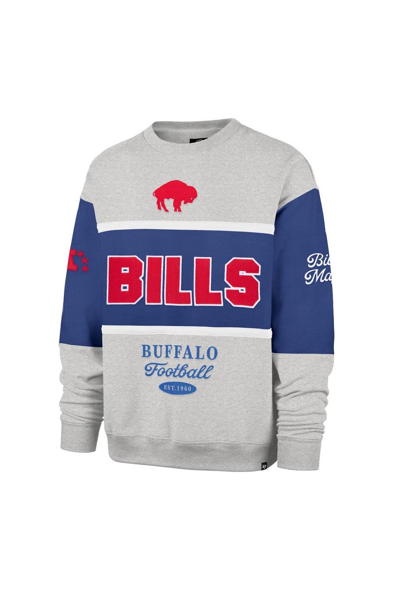 Men's '47 Royal/Heather Gray Buffalo Bills Blockfield Maximalist Sweatshirt, Alternate, color, Royal