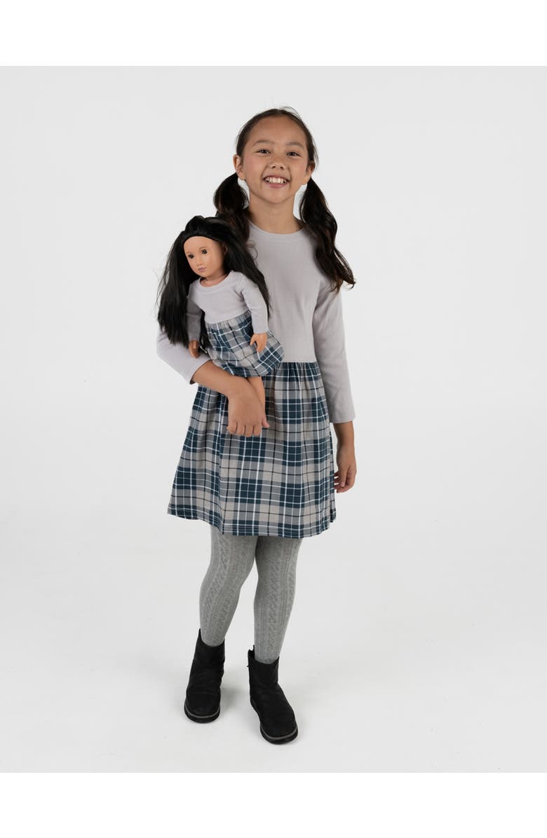 Leveret Girls Skirt Dress with Matching Doll Dress, 100% Cotton, Alternate, color, Light Gray