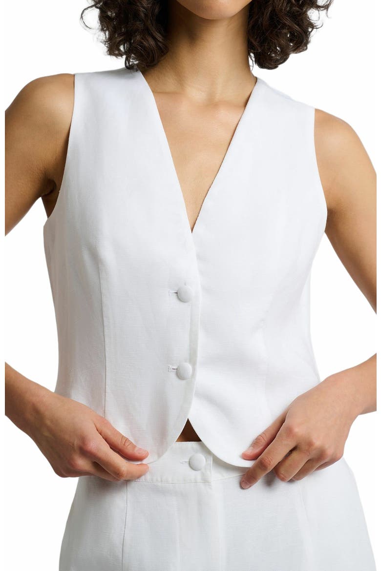 Air Linen Relaxed Vest, Alternate, color, WHITE
