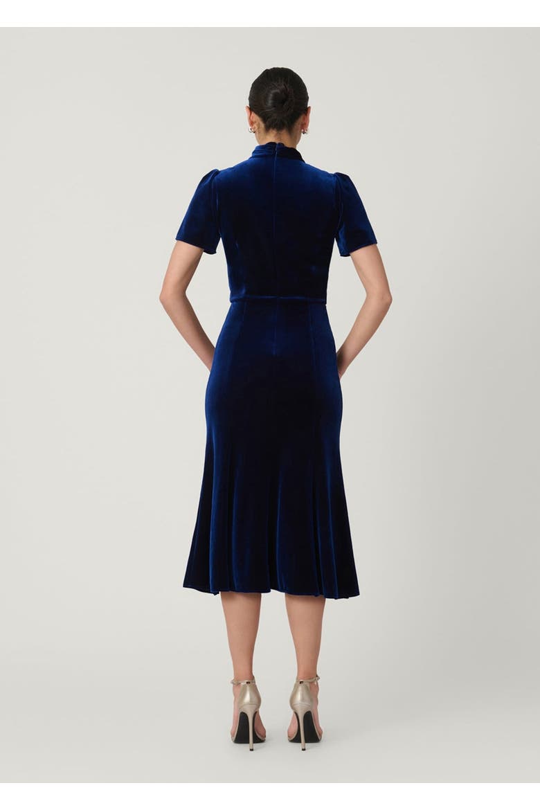 Allegra Stretch Velvet Dress, Alternate, color, Navy