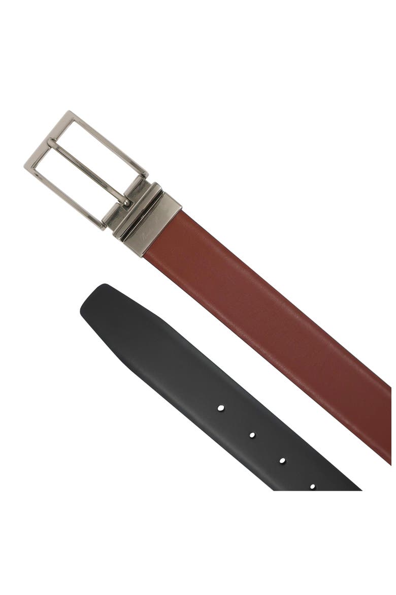 Reversible Nappa Leather Belt, Alternate, color, Cognac/Black