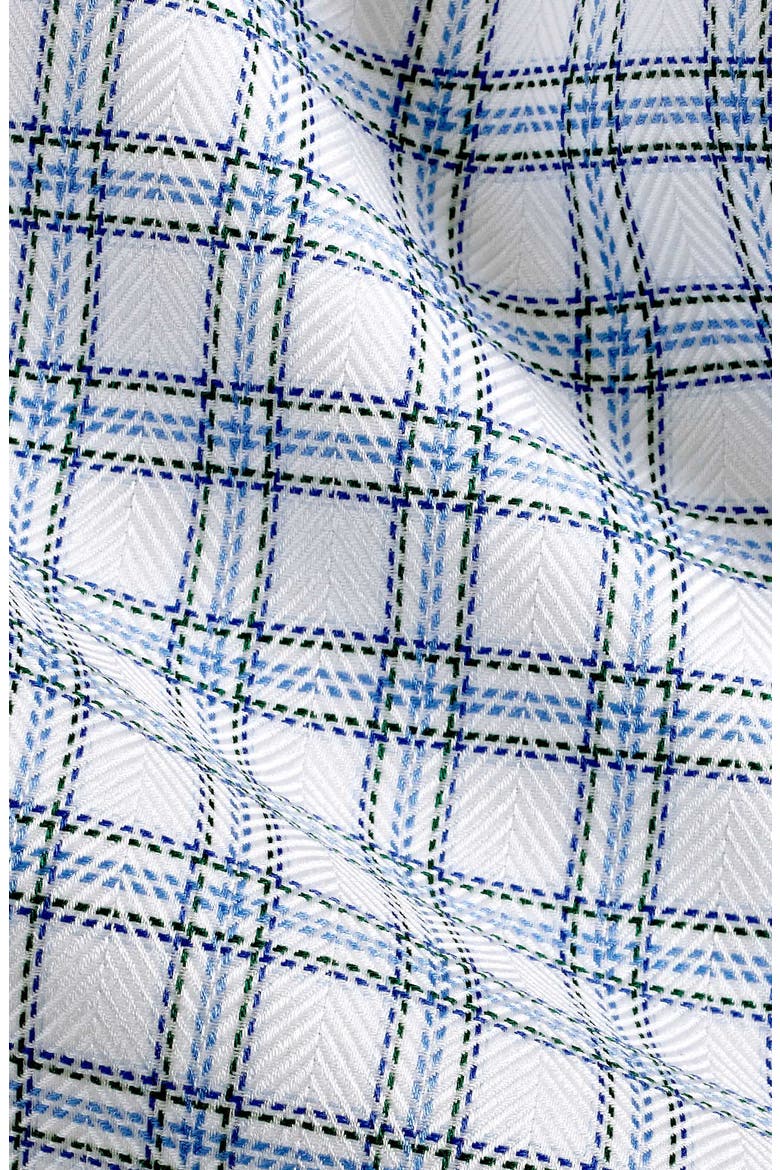 Trim Fit Check Cotton Herringbone Dress Shirt, Alternate, color, BLUE/ GREEN