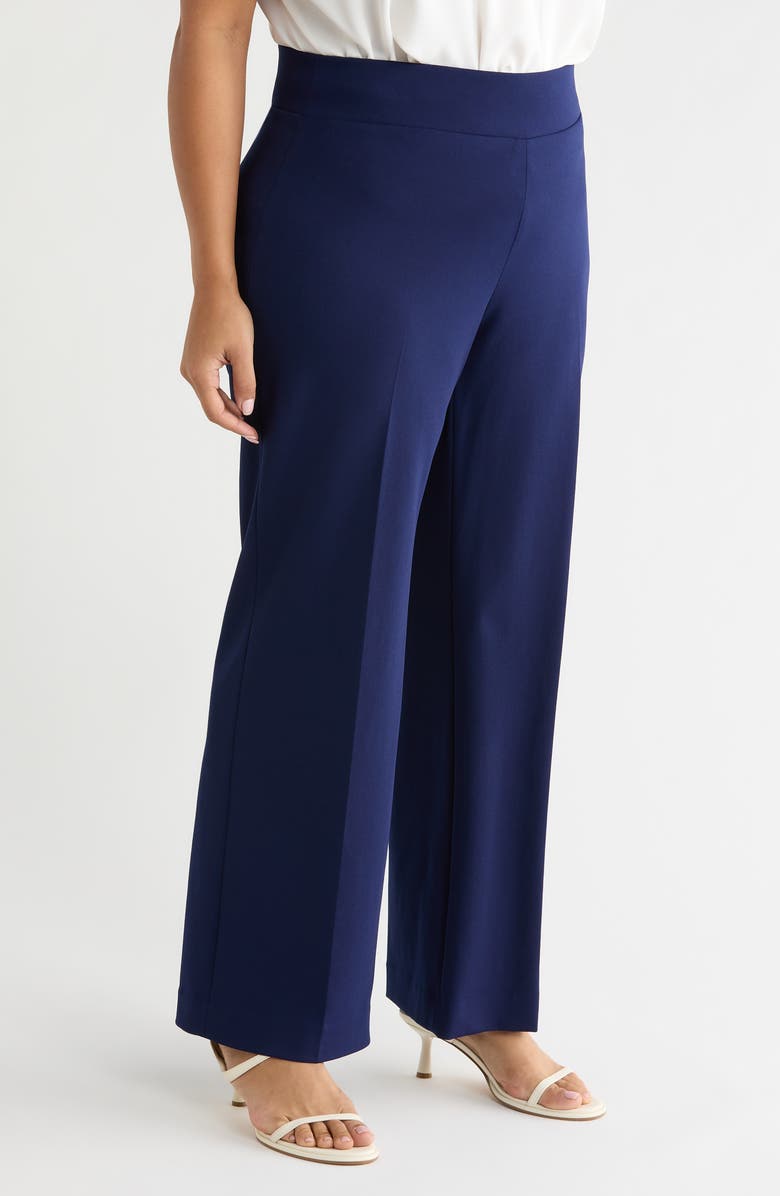 Anne Klein Wide Leg Pull-On Pants, Alternate, color, Distant Mountain