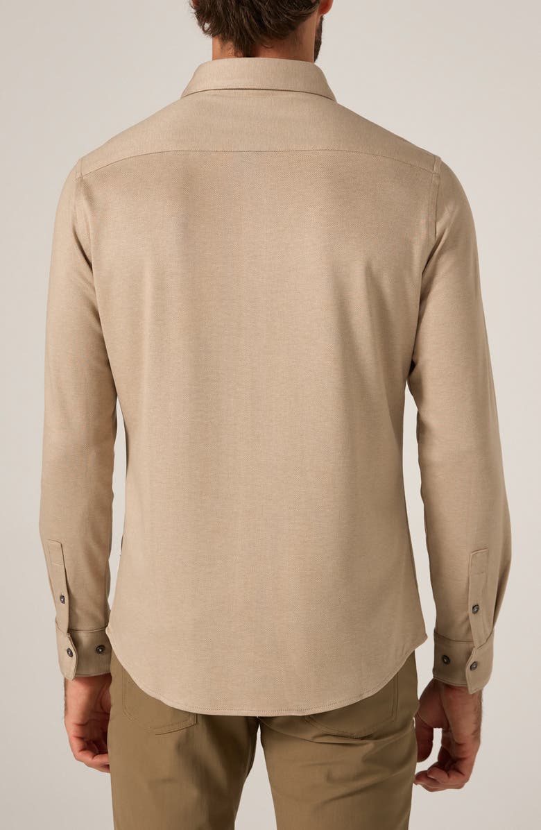 7 Diamonds Bowery Texture Knit Button-Up Shirt, Alternate, color, Tan