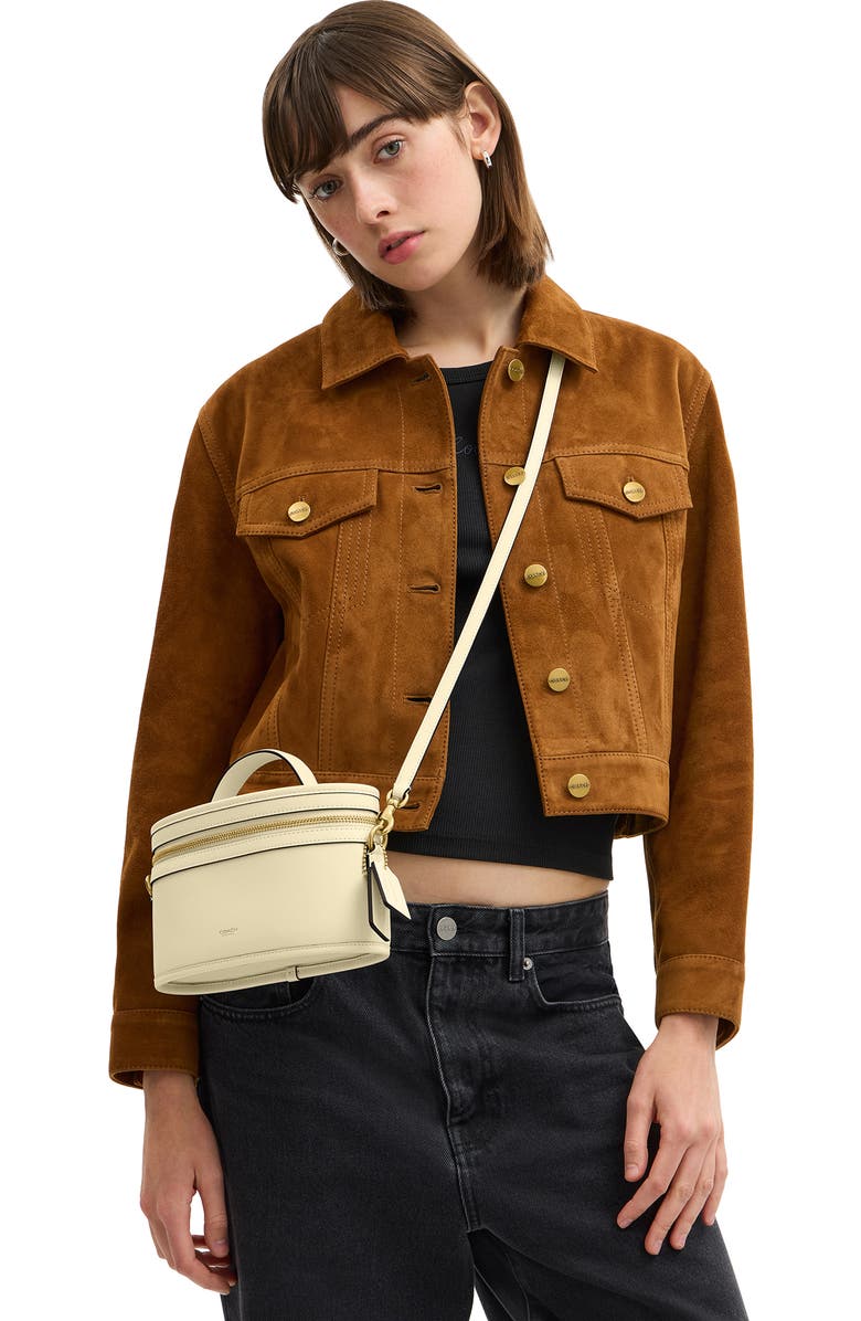 COACH Trail Leather Crossbody Bag, Alternate, color, Chalk