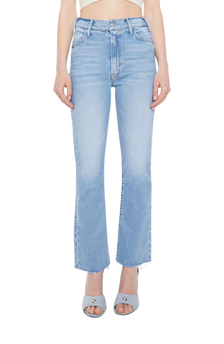 MOTHER The Hustler Frayed High Waist Ankle Bootcut Jeans, Main, color, Sow Surreal