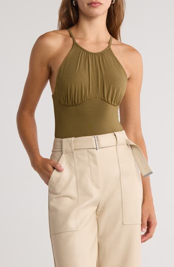 Simkhai Elara Clean Stretch Jersey Bodysuit In Green