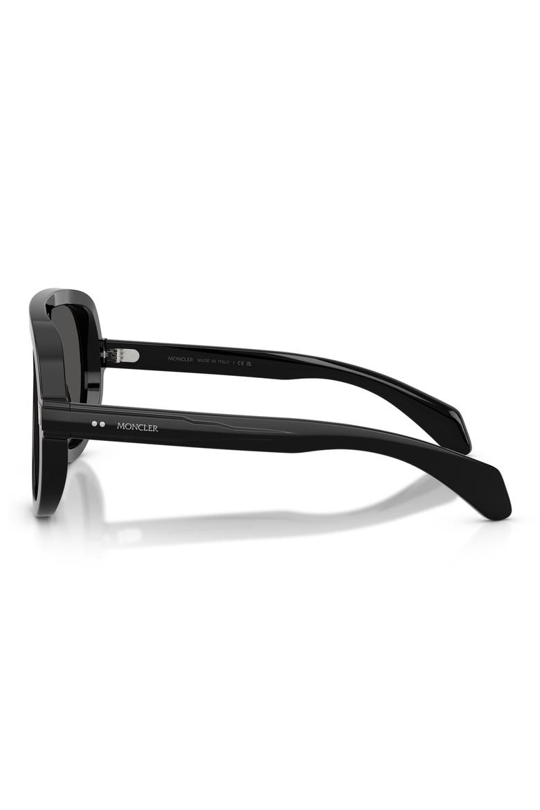 Sunsette 130mm Pilot Sunglasses, Alternate, color, SHINY BLACK / SOLID DARK GREY