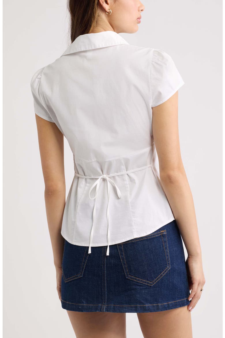 Ruched Empire Waist Button Shirt, Alternate, color, WHITE