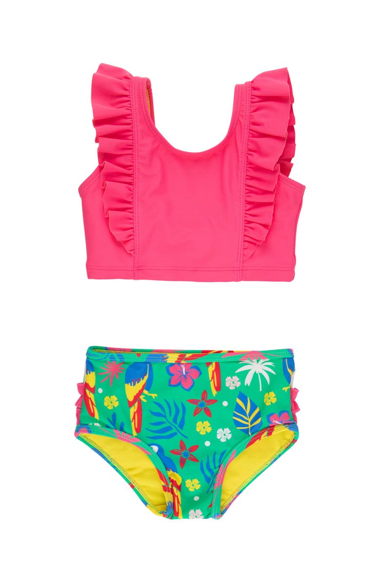 RuffleButts UPF50 Waterfall Tankini, Main, color, Parrot Palms