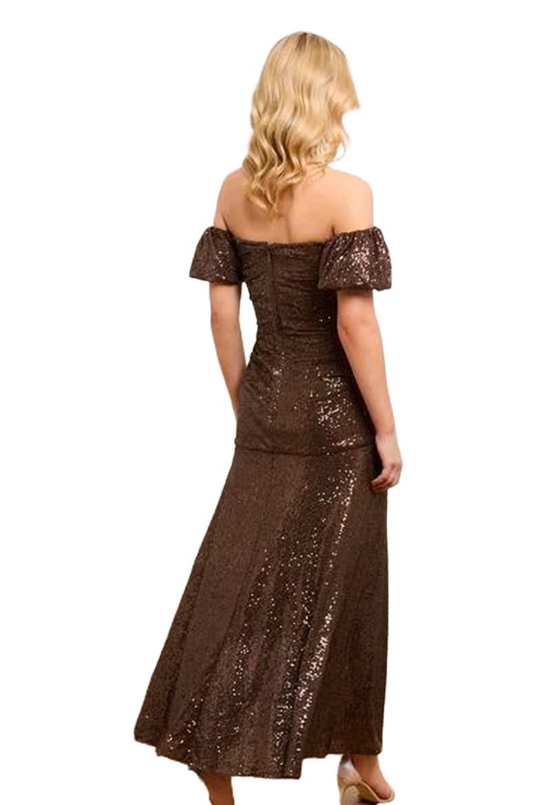 Sunbeam Valentina Off-Shoulder Gown, Alternate, color, Chocolate