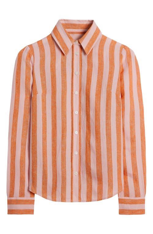 BODEN BODEN SIENNA STRIPE LINEN BUTTON-UP SHIRT 