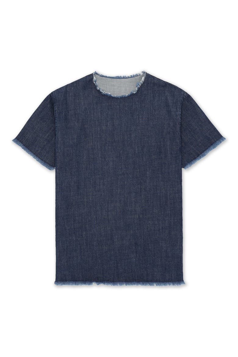 Fringed Oversize T-Shirt Dress, Main, color, Indigo Rinse