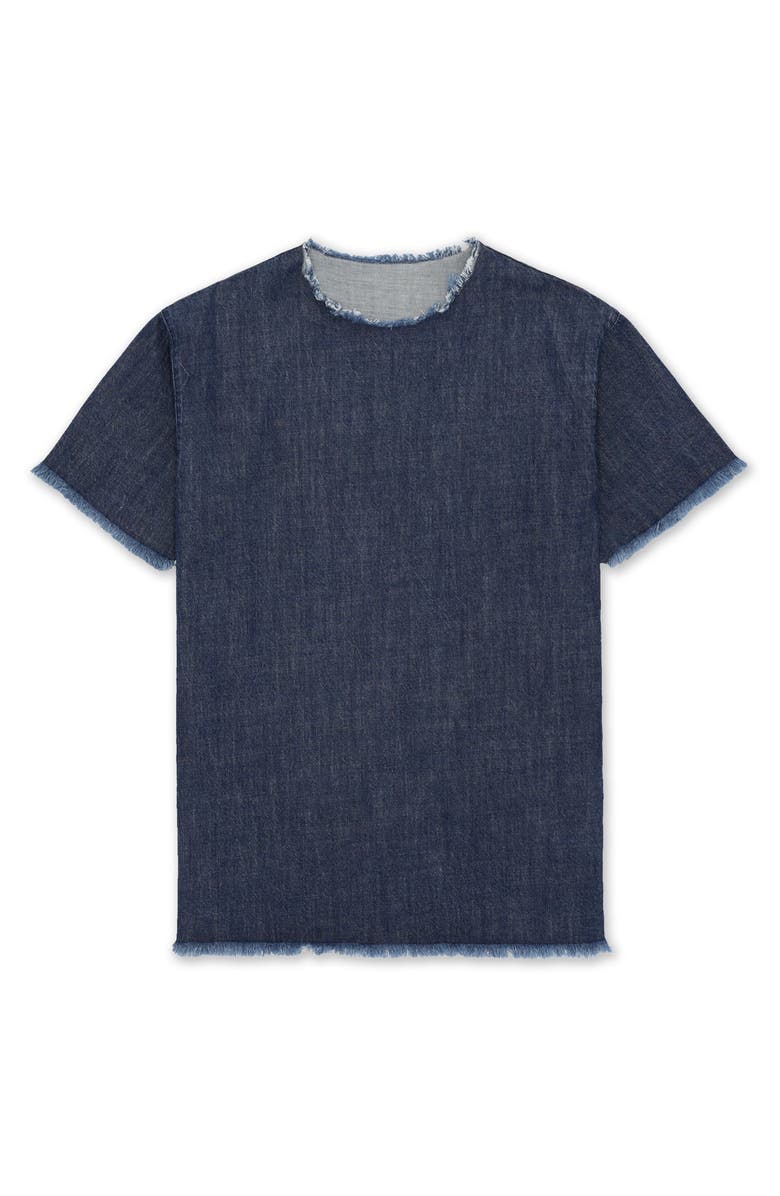 Fortela Fringed Oversize T-Shirt Dress, Main, color, Indigo Rinse