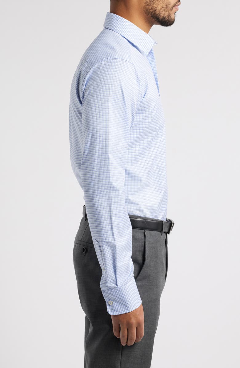 David Donahue Slim Fit Check Cotton Twill Dress Shirt, Alternate, color, Wht/ Blue