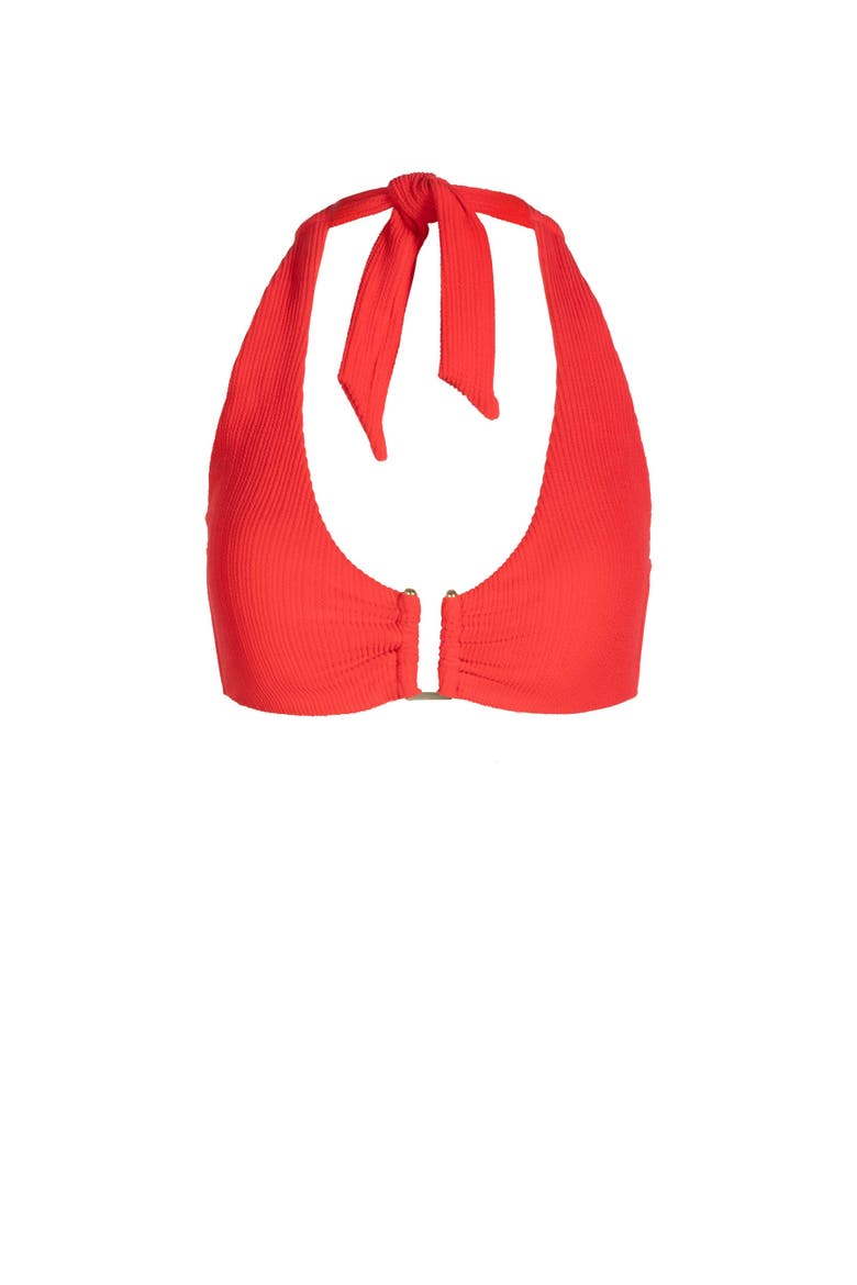 Shana U-Bar Halter Bikini Top, Main, color, Guava Red