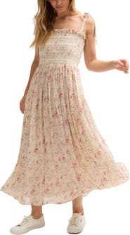 LILY AND LIONEL Annie Smocked Print Maxi Dress