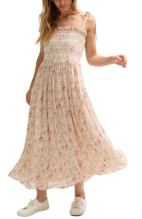 Lily And Lionel Annie Smocked Print Maxi Dress In Neutral